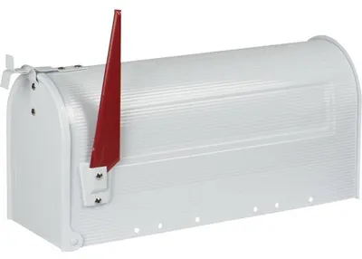 Produktbild von Amerikanischer Briefkasten Wandbriefkasten Mailbox - 220 x 170 x 480 mm - Weiß - Mit drehbarer roter Fahne