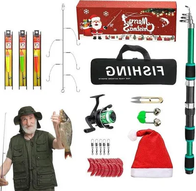 Produktbild von Weihnachtsfisch-Set - Teleskopfischen - Fische - Gebrauchsfertiges Set - 1.8m - Grün