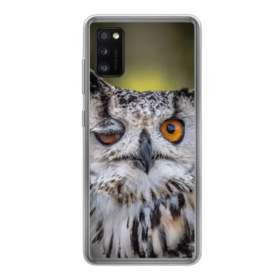 Produktbild von MuchoWow® Handyhülle Schutzhülle Hülle für Samsung Galaxy A41 Eule - Auge - Orange Silikon Softcase Handy Hülle - Mobiltelefon