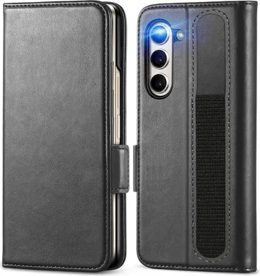 Obrázek produktu pro Pouzdro na mobilní telefon pro Samsung Galaxy Z Fold 5 kryt, flipové pouzdro, držák stylusu, pero, ochranný kryt, černé