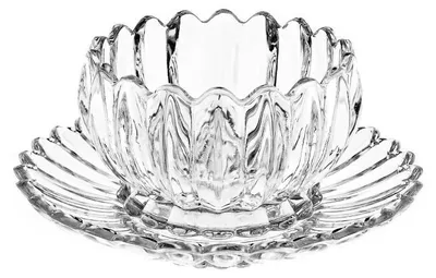Image de Verres à dessert avec soucoupe, set de 12 coupes en verre - Lotus Design Transparent