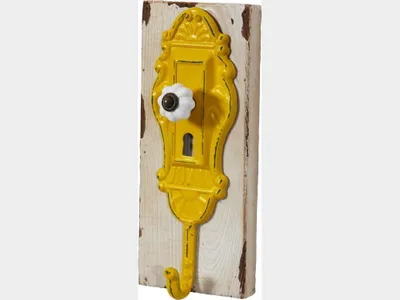 Produktbild von BHP Wandgarderobe, Metall auf Holz, gelb,