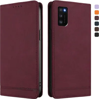 Produktbild von Hülle für Samsung Galaxy A41, Retro Kunstleder Ständer Klapphülle mit Kartenfächer und Magnetische Rot