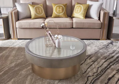 Produktbild von Runder Design Couchtisch Glas Rundtisch Beistell Tische Runde Sofa Luxus Tisch