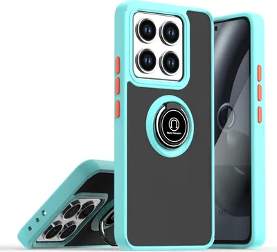 Produktbild von Hülle für Xiaomi 14T Matte Transluzent TPU Stoßfest Schutzhülle mit Ring Halter Ständer Hellblau
