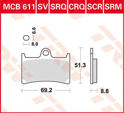 Obrázek produktu pro TRW Sada brzdových destiček MCB611 YZF-R6 RJ05
