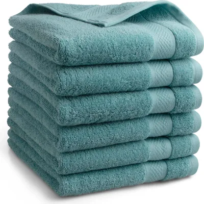 Produktbild von DoubleDry Premium Handtücher Set - 6 Stück 50 X 100 cm Baumwolle - 500 g/m² - Weich & Saugstark - Handtuch Badetuch badehandtücher für Bad und Dusche (Denim Blau)