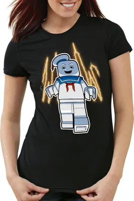 Produktbild von style3 Ghostbricksters Damen T-Shirt geisterjäger ecto1 baustein, Farbe:Schwarz, Größe:XS