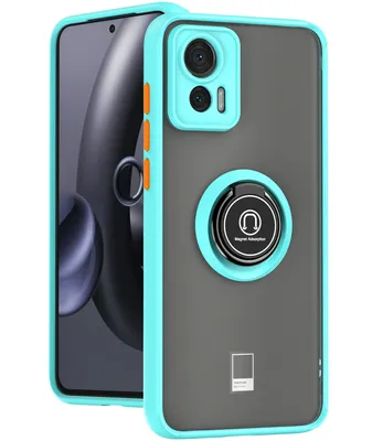 Immagine prodotto di Custodia per Motorola Edge 30 Neo custodia in TPU traslucido opaco con supporto ad anello e supporto Blu