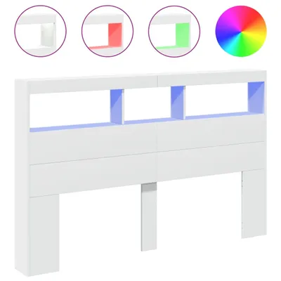 Image de Armoire tête de lit avec LED blanc 160x17x102 cm