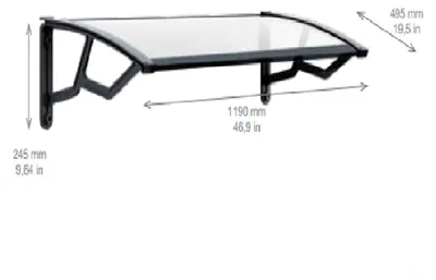 Obrázek produktu pro Vchodová stříška 50x120cm, čirá