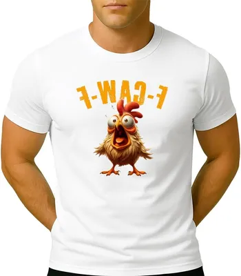 Productafbeelding van Grappig T-shirt voor Heren met Kraai of Kip Print | 100% Katoen