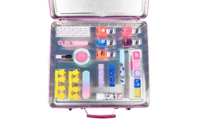 Produktbild von Dětský make-up a laky na nehty XXL sada neon v plechovém kufříku 100+ ks