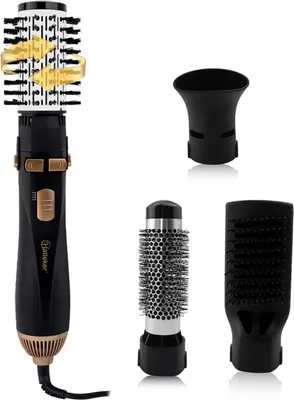 Immagine prodotto di INF Spazzola ad aria calda nera 4 in 1: asciugacapelli e styling multifunzione
