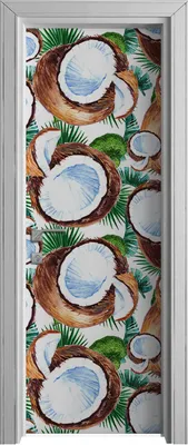 Produktbild von Tür Selbstklebende 70x210 cm Türfolie Türtapete Klebefolie - Exotische Frucht Kokosnuss