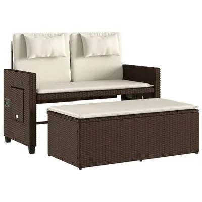 Immagine prodotto di vidaXL Panchina da giardino regolabile con cuscino in Poly Rattan marrone