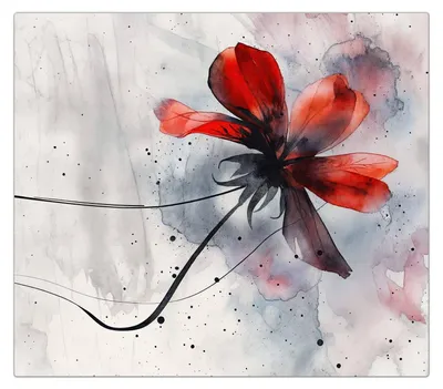 Produktbild von Spritzschutz Herdabdeckplatte Schneidebrett aus Glas Abstrakte Blüte 1-Teilig (60x52cm)