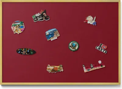 Produktbild von Magnetboard 100x70 cm – Goldener Rahmen – Farbe Bordeauxrot – Magnetische Wandtafel, Magnetwand, Memoboard, Büro & Gastronomie