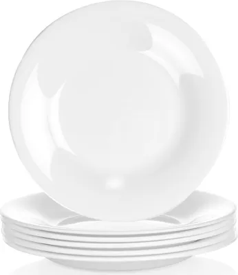 Zdjęcie produktu dla Vilde | Zestaw talerzy deserowych - 6 elementów - Ø 18 cm - Biały - Wysokiej jakości szkło - Klasyczny design - Można myć w zmywarce