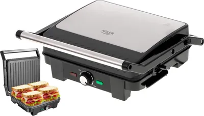 Obrázok produktu pre Adler AD 3051 XL Elektrický gril 2800 W - 2 v 1 s nepriľnavým povrchom - strieborný