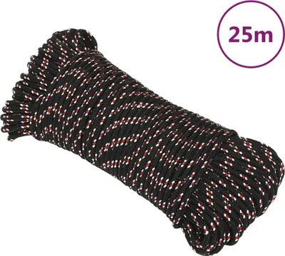 Zdjęcie produktu dla vidaXL Lina jachtowa czarna 4 mm 25 m polipropylenowa