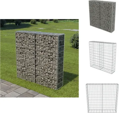 Produktbild von vidaXL Gabionenwand mit Abdeckung Verzinkter Stahl 100×20×100 cm -  Zaunfelder