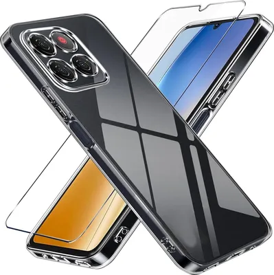 Immagine prodotto di Custodia per cellulare + vetro protettivo da 9H per ZTE Blade A56 - Pellicola protettiva in silicone TPU