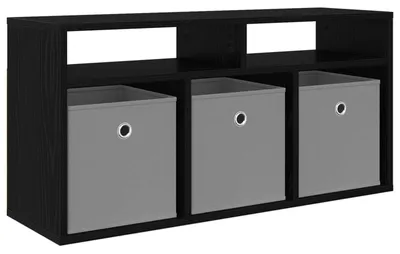 Image de Meuble bas vidaXL avec tiroirs, noir aspect chêne, 87 x 27,5 x 43 cm