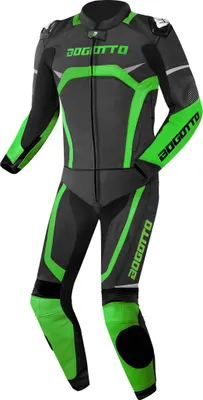 Image de Combinaison cuir moto 2 pièces Bogotto Misano, noir/vert, 48