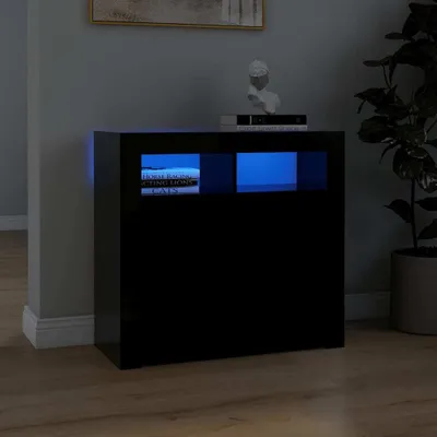 Produktbild von "Rabatt" Mehrzweckschrank/Vitrine/Sideboard - Modernes Design - mit LED-Leuchten Schwarz 80x35x75 cm - Kommoden CC20620