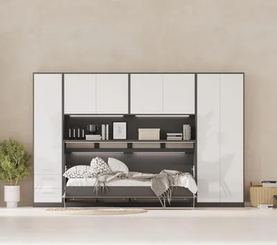 Produktbild von SMARTBett Schlafzimmer Set Schrankbett Jugendzimmer Anthrazit/Weiss