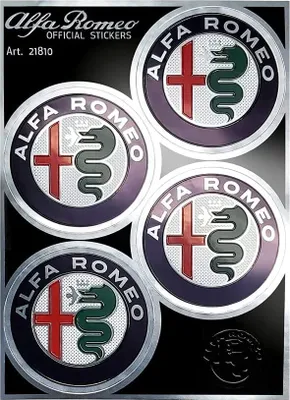 Produktbild von Alfa Romeo Chromaufkleber Offizielle 4 Logos 48 mm, Tischmaße 94 x 131 mm