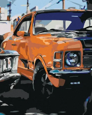 Obrázok produktu pre Zuty - Maľovanie podľa čísel - AUTO V ORANŽOVOM, 40x50 cm, bez rámu a bez vypnutia plátna