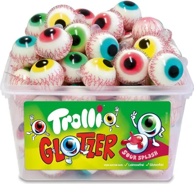 Produktbild von Trolli Glotzer Fruchtgummi-Auge sauer gefüllt, 60 Stück