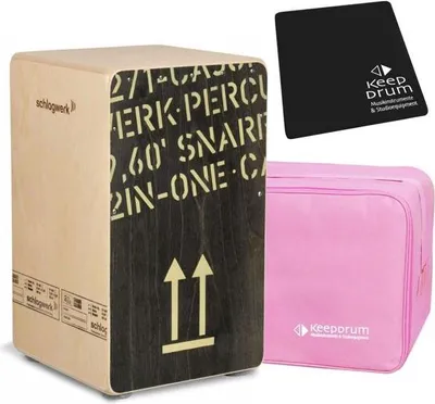 Image de Schlagwerk CP404 BLK Cajon avec sac rose et pad