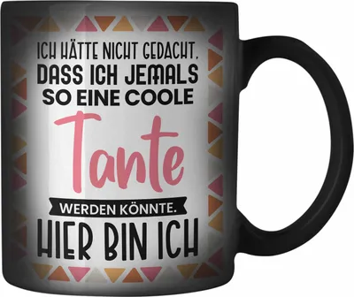 Produktbild von Trendation - Beste Tante Ever Farbwechsel Zauber-Tasse Geschenk Geburtstag Weihnachten Lustig Geschenkideen von Nichte Lieblingstante Hier Bin Ich (Schwarz)