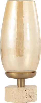 Productafbeelding van PTMD Theelichthouder Sajeth - 12x13x33 cm - Glas - Messing