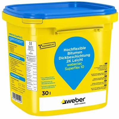Zdjęcie produktu dla weber.tec Superflex 10 Bitumendickbeschichtung 30 L Eimer