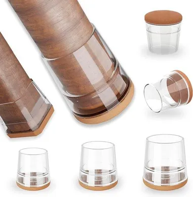 Produktbild von Famanu Stuhlbeinschutz - transparente Bodenbeschützer mit Filzgleitern - geräuschlose Holzfußbodenpflege für runde Beine 19-23 mm