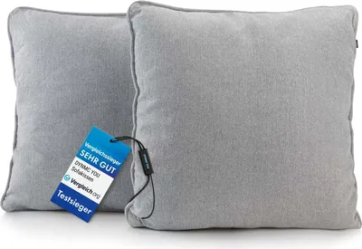 Produktbild von DYNMC you Sofakissen mit Füllung und Bezug - 2er Set 40x40cm mit Viel Füllung - VERGLEICHSSIEGER  - Rückenkissen mit  Baumwoll-Bezug - Bequeme Dekokissen - Couchkissen Grau