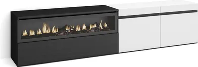 Immagine prodotto di COZY Mobile TV Soggiorno, 200x35x45cm, Per TV fino a 80, Camino elettrico, Bianco e Nero