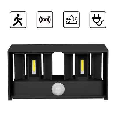 Produktbild von LED Wandleuchte mit Bewegungsmelder, Moderne Außenwandleuchte aus Aluminium, 20W Wandlampe eckige Außenlampe für Terrasse/Hof/Haustür