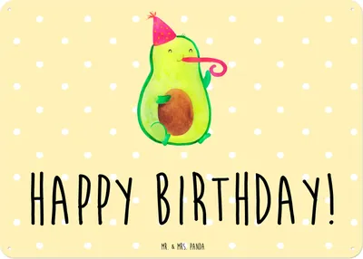 Produktbild von Mr. & Mrs. Panda Wandbild Avocado Geburtstag DIN A3 - Gelb Pastell - Geschenk, Party, Schild, Alles Gute, Metallschild, Türschild, Happy Birthday, Frucht, tafel