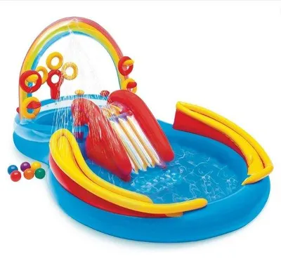 Produktbild von Kleines Schwimmbecken mit Rutsche - Spielbecken für Kleinkinder mit Rutsche - Inklusives Schwimmbecken Playcenter mit 428 Liter Fassungsvermögen
