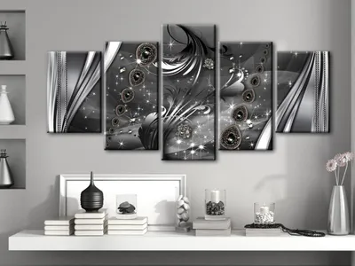 Image de Tableau acoustique Ornement abstrait 200 x 100 cm Tableaux Mousse acoustique Absorbeur acoustique haute performance Isolation acoustique Toile 5 pièces Tableau mural Acoustique intérieure Isolation acoustique f-A-0176-b-o
