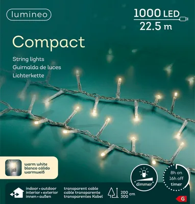 Produktbild von Lumineo Lichterkette COMPACT 1000 LED 22,5 m warm weiß, transp. Kabel