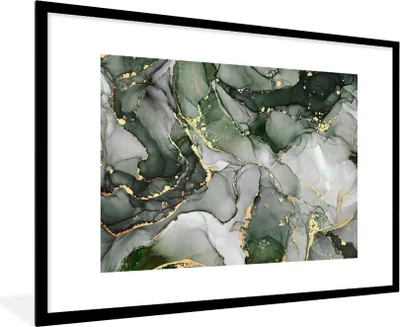 Produktbild von MuchoWow® Gerahmtes Poster Luxus - Marmor - Grün 90x60 cm - Poster mit Schwarzem Bilderrahmen Wandposter Rahmen Foto Bilder - Wanddekoration - Fotos