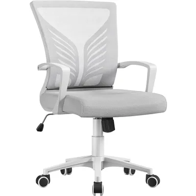 Produktbild von Yaheetech Bürostuhl Schreibtischstuhl mit gepolstertem Sitzkissen & Wippfunktion, Hellgrau