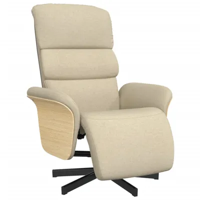 Image de vidaXL Fauteuil relax avec repose-pieds Crème Tissu
