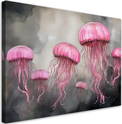 Produktbild von Leinwandbild Meerquallen Abstrakt 120x80 Feeby Rosa bild für die wand bereit zum aufhängen